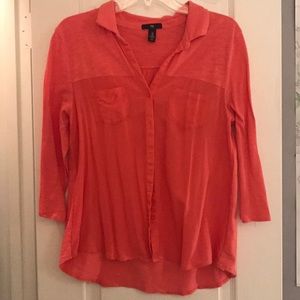 Coral button down